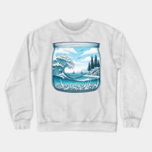 Sea View in Transparent Jar Art Crewneck Sweatshirt